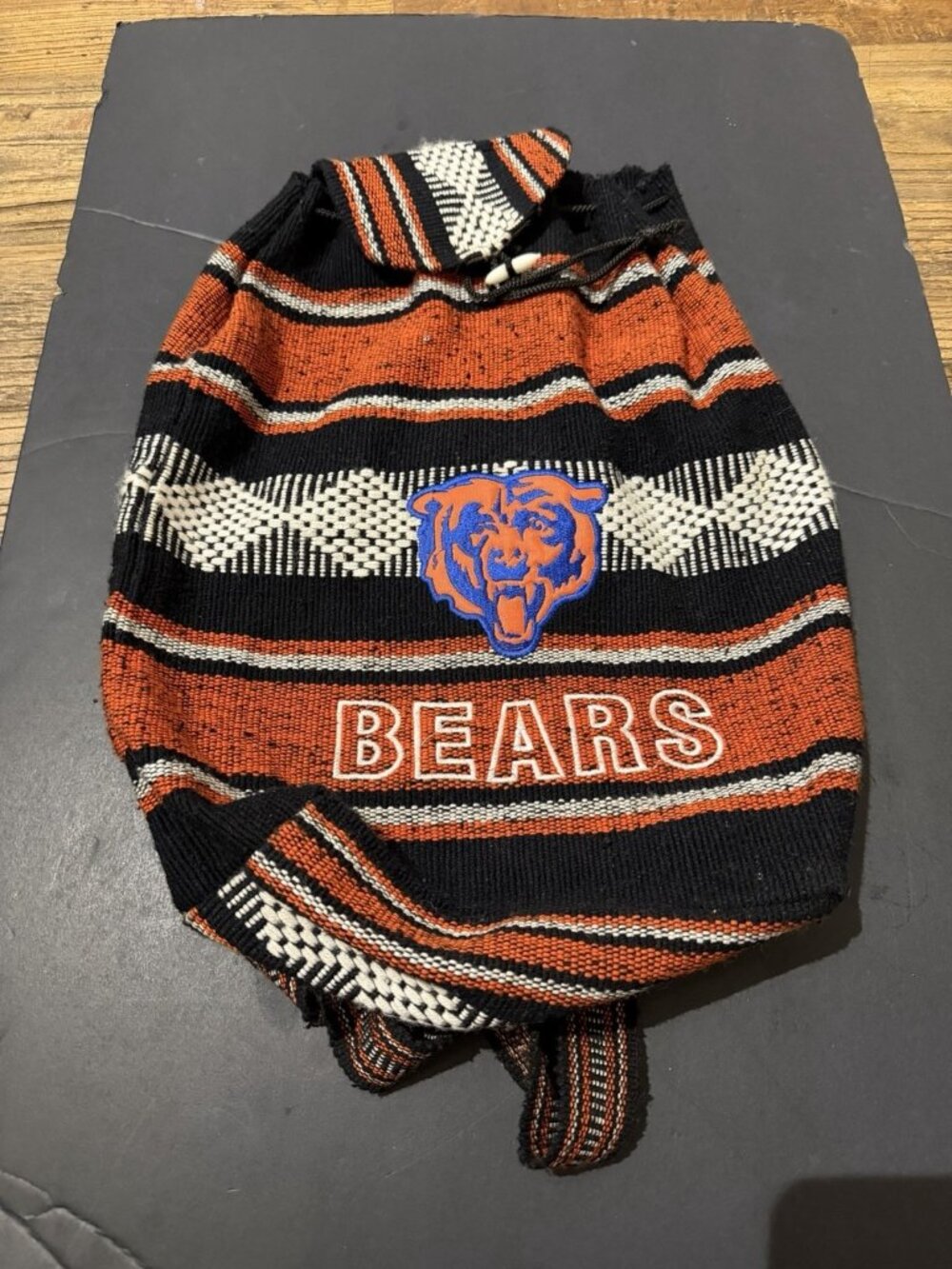 Chicago Bears Woven Backpack Drawstring Bag 16x15 Aztec Striped Team Fan Gear